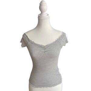 UO BDG Michelle Off the Shoulder Top Black White